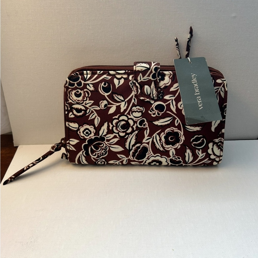 Vera Bradley Large Tab Wallet- Bubbly Flowers Cinnamon